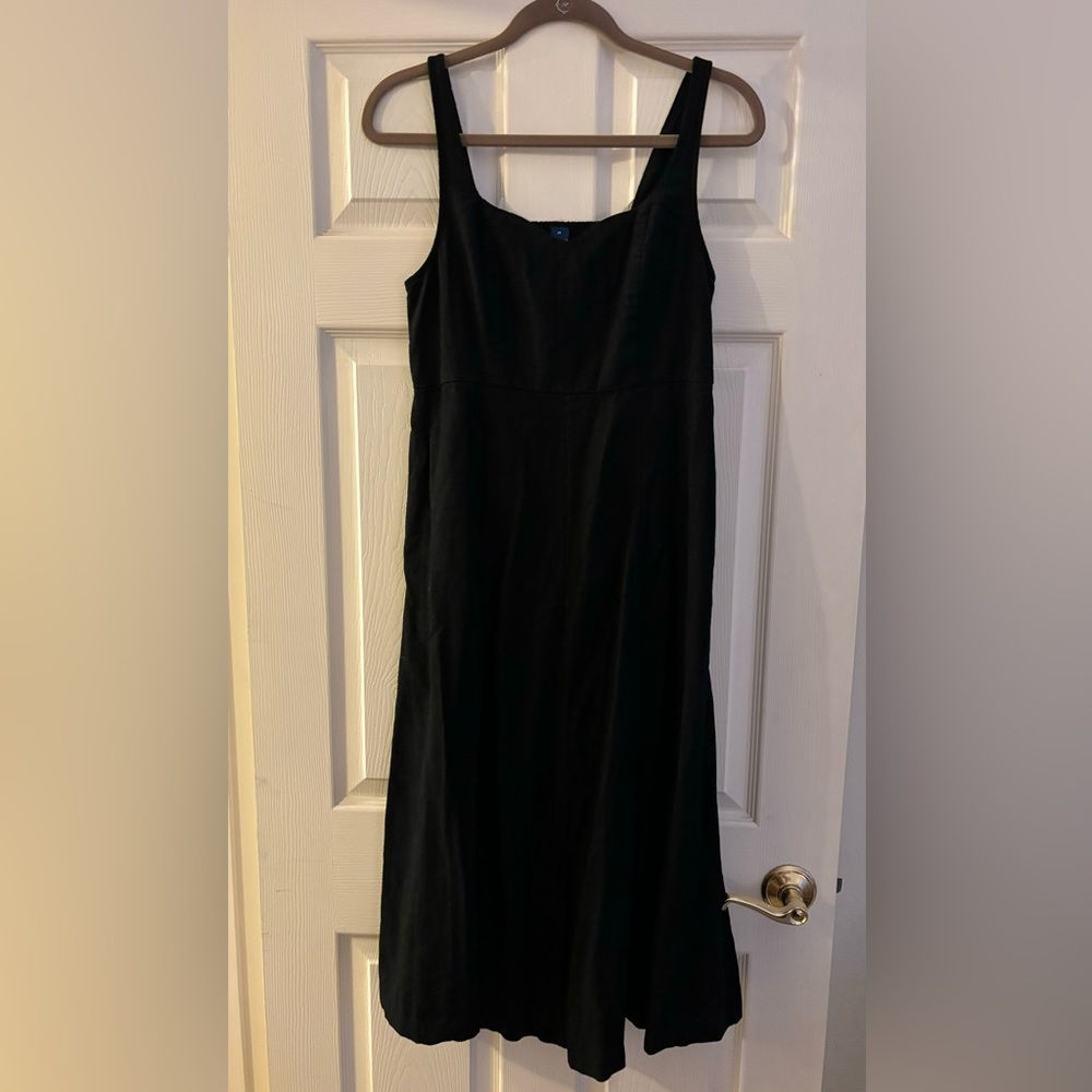 Old Navy Black Midi Dress Womens Size Medium Linen Blend - Picture 3 of 6